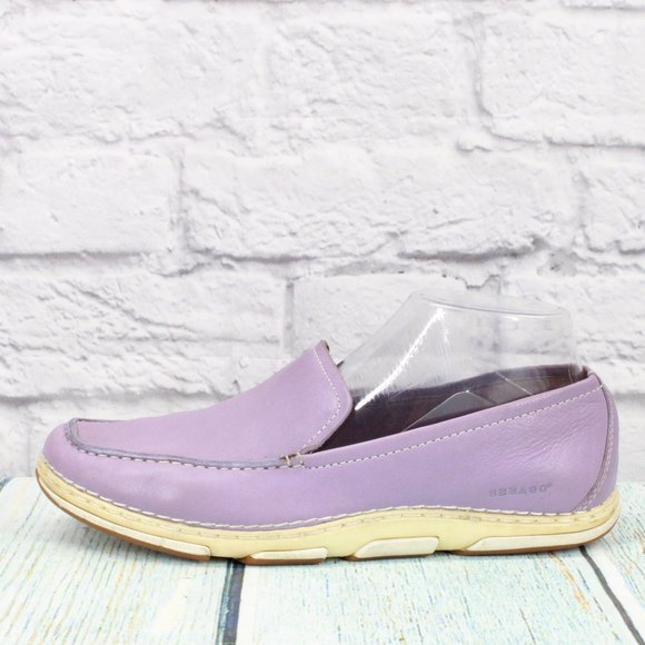 Sebago Shoes - Sebago Dover Purple Leather Slip On Moccasins Shoes Size 8.5 Medium